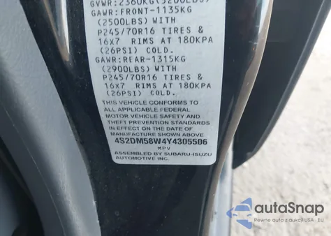 2000 Isuzu Rodeo Ls/Lse/S from USA, damaged, VIN 4S2DM58W4Y4305506